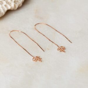 Bladvormige oorbellen Ear Threader Fiore 925 sterling zilver en 18K roségoud Laura Design