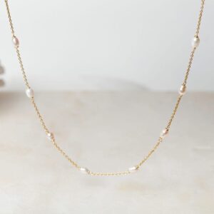 Parel ketting Necklace Pearl Amaya 925 sterling zilver en 18K goud en zoetwaterparel Laura Design