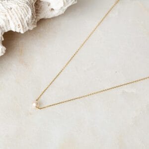 Ketting Necklace Savannah 925 sterling zilver en 18K goud zoetwaterparel Laura Design