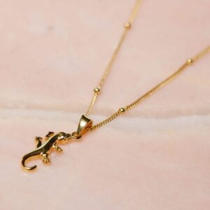 Ketting Necklace Gecko 925 sterling zilver en 18K goud Laura Design